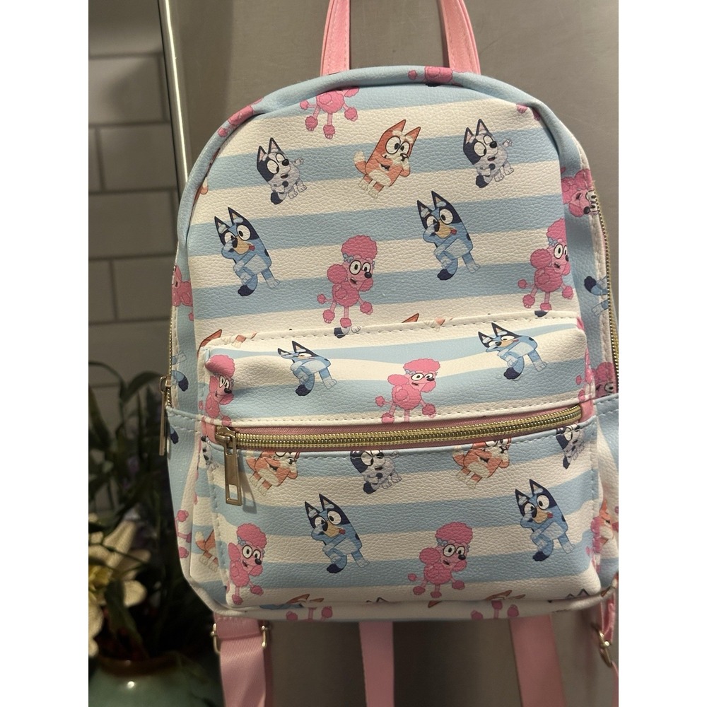 Bluey Mini Backpack Purse Fast Forward Striped Character Bag 10in Read Desc
